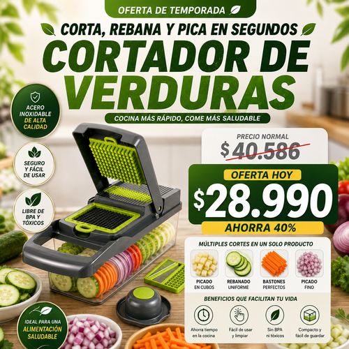 El cortador 15 en 1 que pica, corta y rebana tus verduras en segundos
