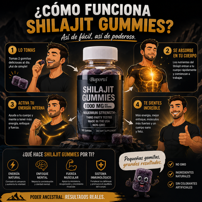 Shilajit™ gomitas premium energia, enfoque, fuerza y vitalidad