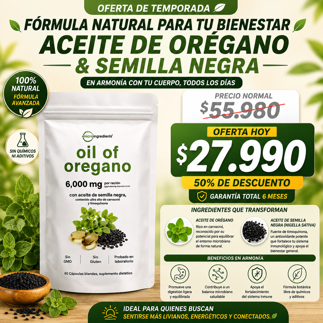 BioCarvacrol™ – Orégano y Semilla Negra para Bienestar Integral