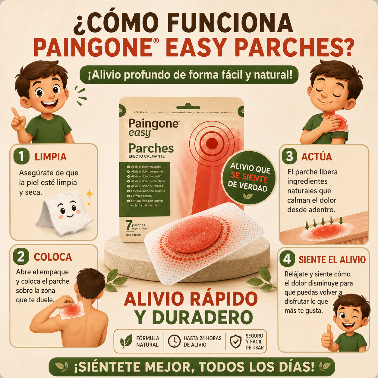 CalmaPatch™ – Alivia dolores musculares naturalmente con efecto prolongado seguro
