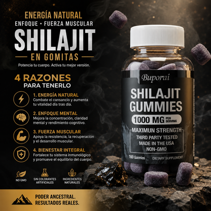 Shilajit™ gomitas premium energia, enfoque, fuerza y vitalidad