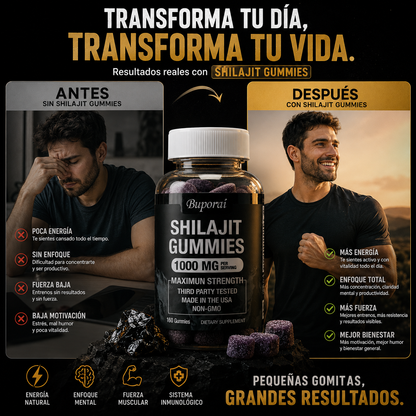 Shilajit™ gomitas premium energia, enfoque, fuerza y vitalidad