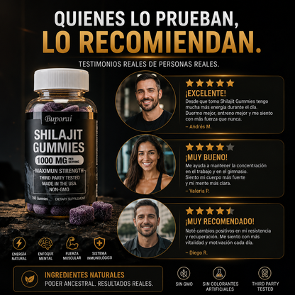 Shilajit™ gomitas premium energia, enfoque, fuerza y vitalidad