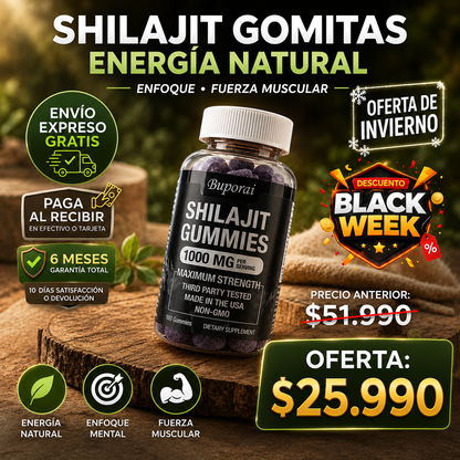 Shilajit™ gomitas premium energia, enfoque, fuerza y vitalidad